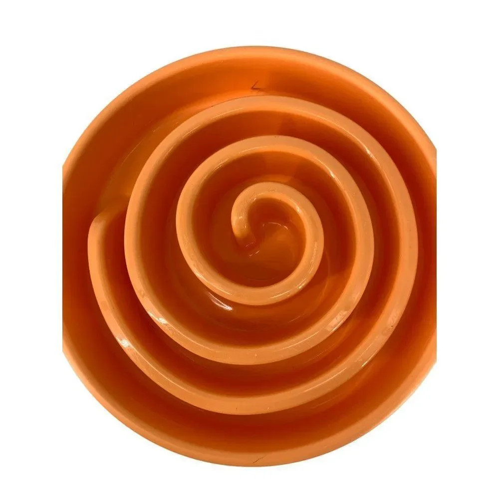 Outward Hound Fun Feeder Slo Bowl Size L Regular Orange Swirl Slow Dog Puzzle